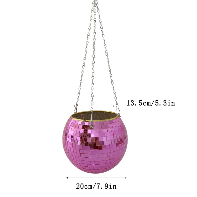 Hanging Planter with Disco Ball Charm