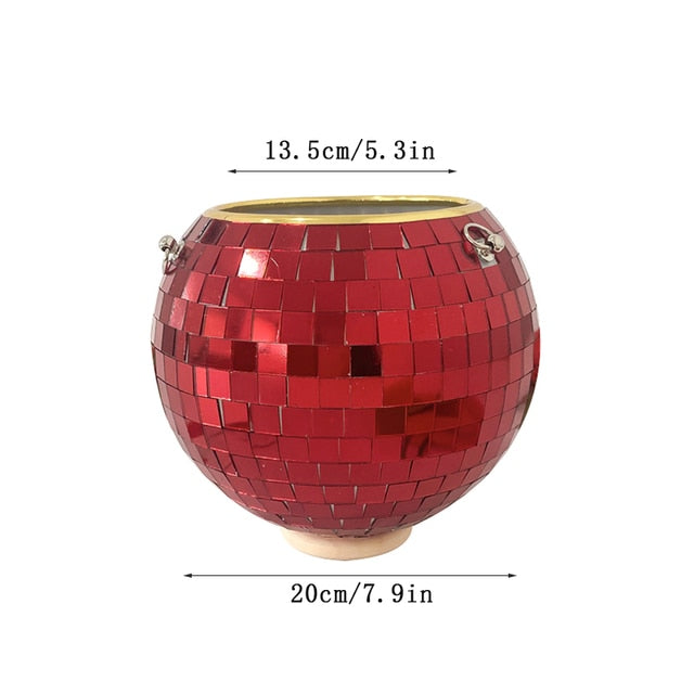 Hanging Glass Vase with Glittering Disco Ball