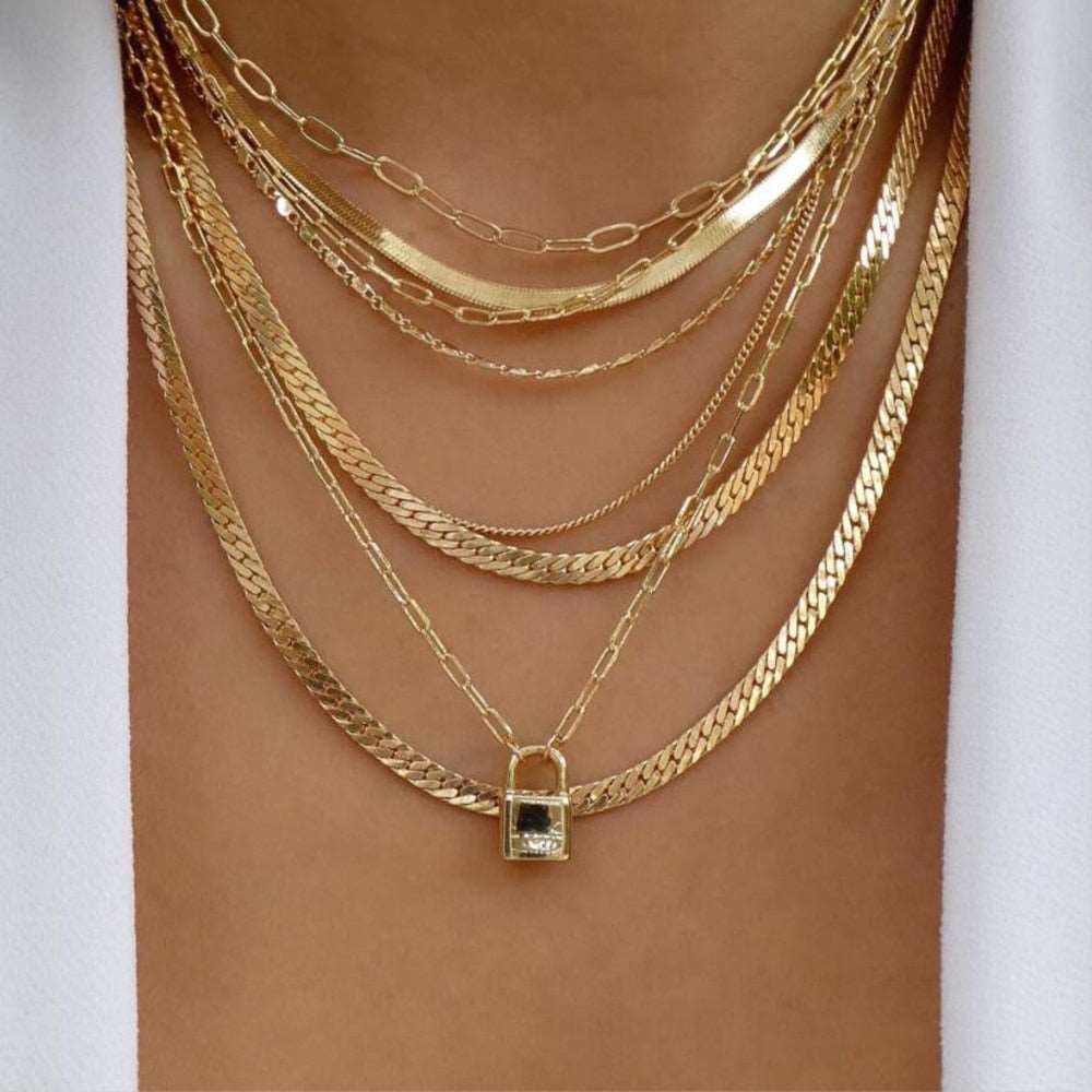 Glam gold necklace with various designs