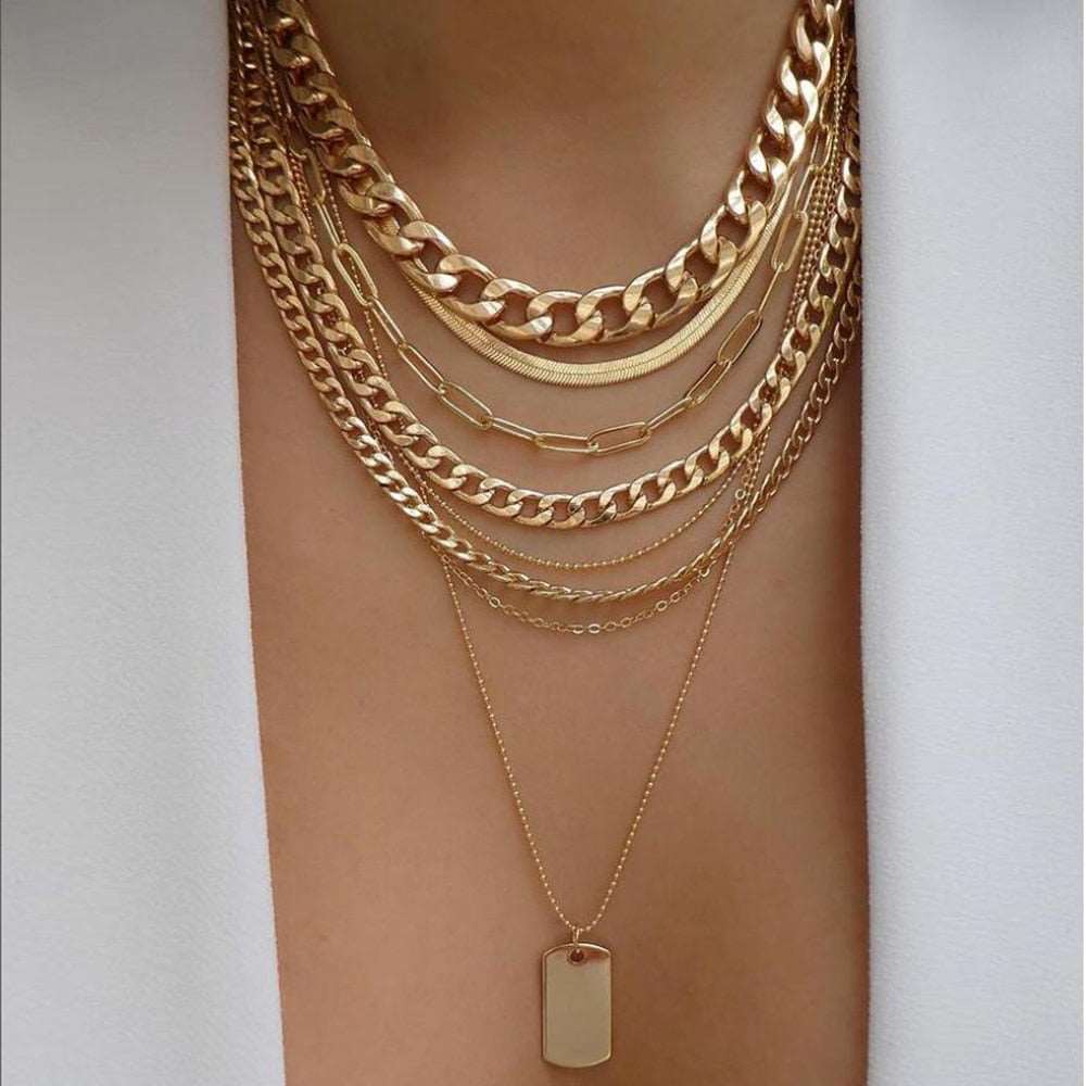 Trendsetting gold necklace featuring a range of chic designs