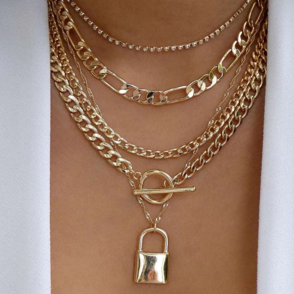 Unique and versatile gold necklace with a selection of stylish variations