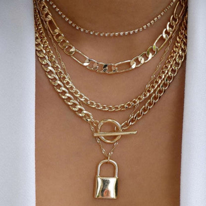 Unique and versatile gold necklace with a selection of stylish variations