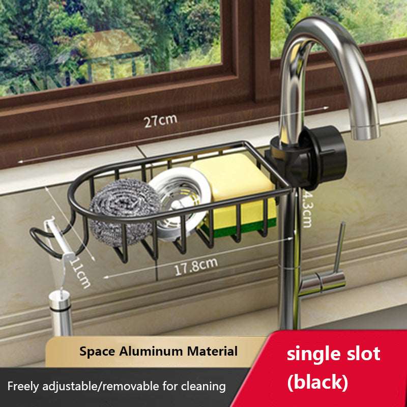 Faucet-mounted storage solution