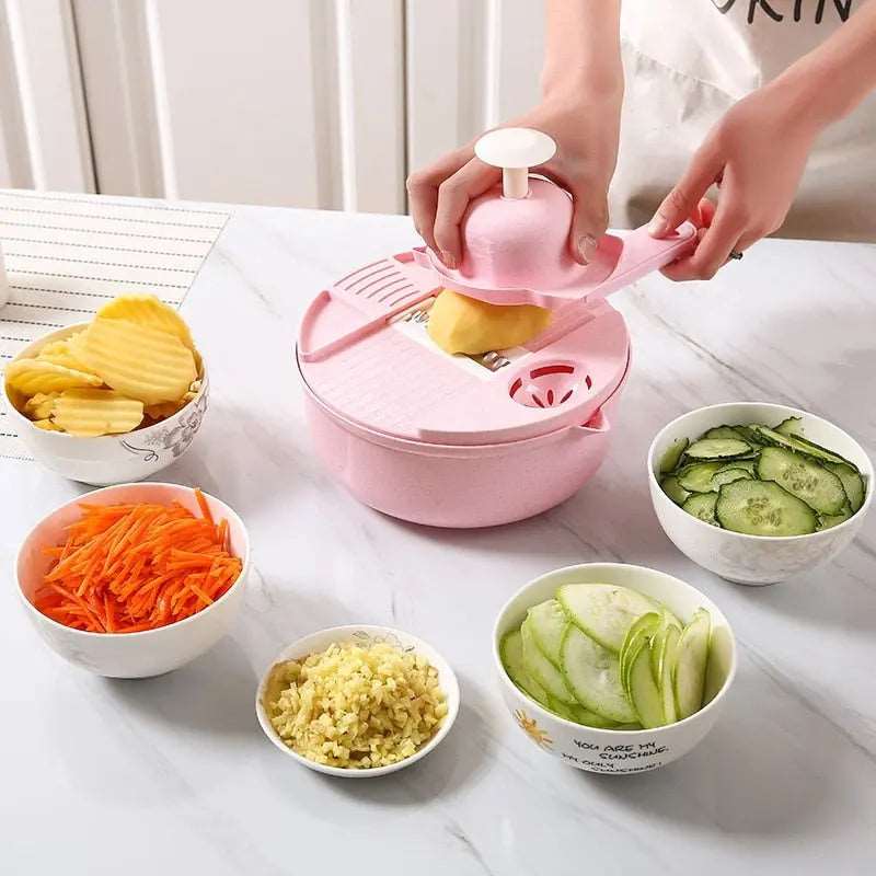 Complete set for efficient salad and vegetable preparation