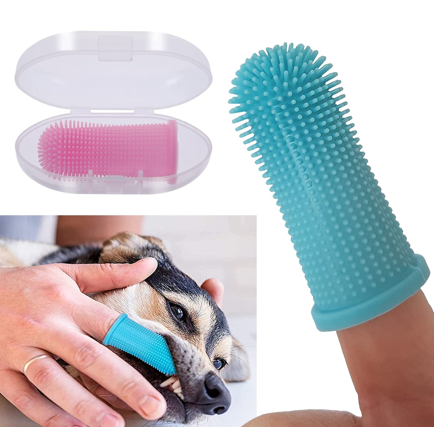 Finger-mounted dog oral hygiene