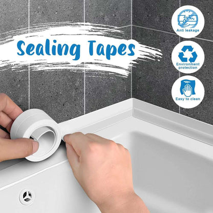 Tape strips for creating a waterproof barrier in the shower