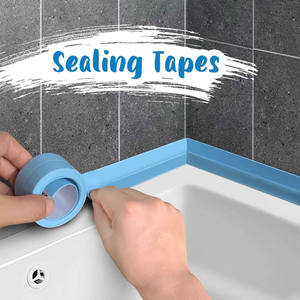 Tape strips for a leak-proof shower enclosure