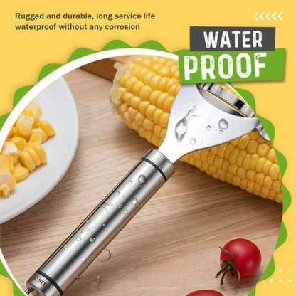 Stainless steel peeler with multiple blades for efficient corn kernel removal