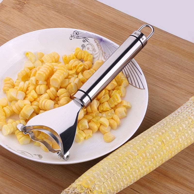 Durable stainless steel peeler for corn cobs