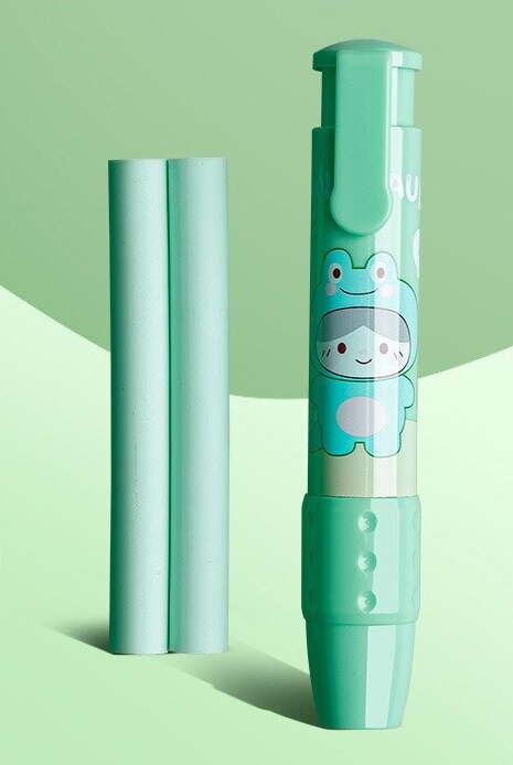 Retractable ballpoint pen with built-in eraser