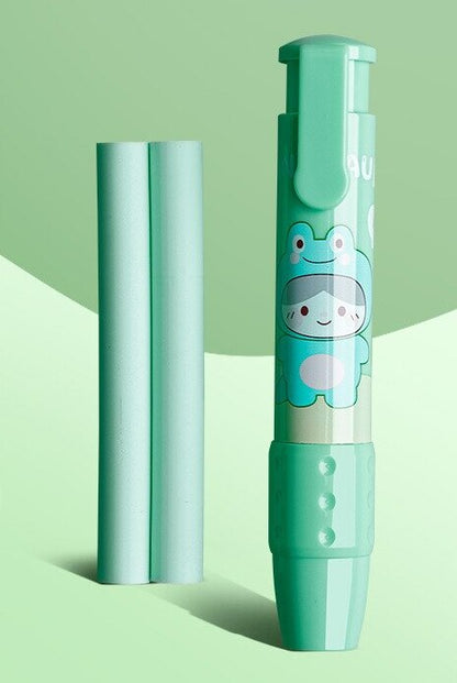 Retractable ballpoint pen with built-in eraser